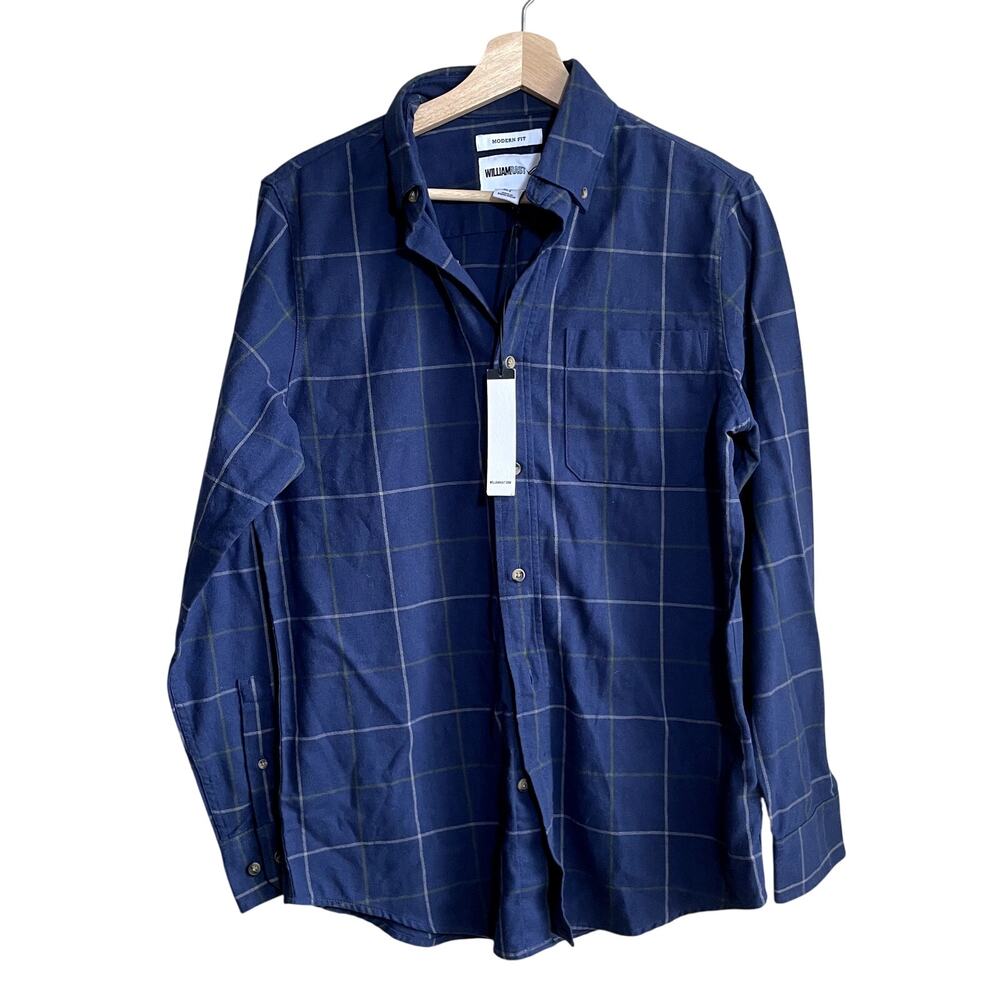 NWT William Rast modern fit navy button down long sleeved shirt men's S